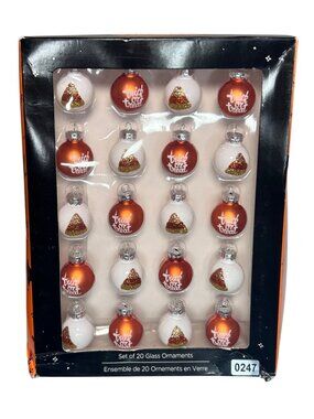 Halloween Glass Ornaments Set Of 20 Trick Or Treat Candy Corn Design 1” Orange &